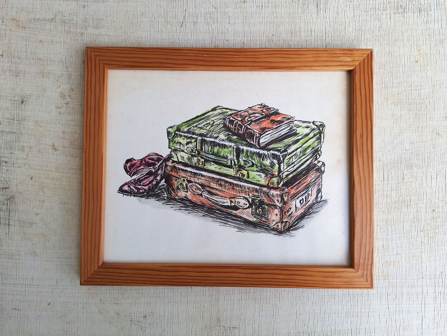 תמונה ממוסגרת מזוודות ישנות