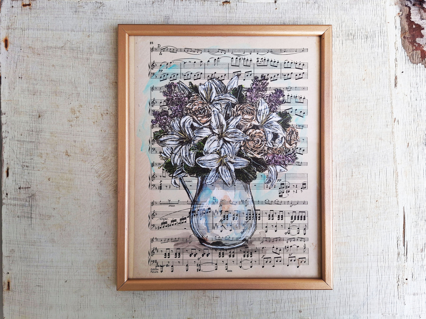 הדפס ממוסגר זר פרחים