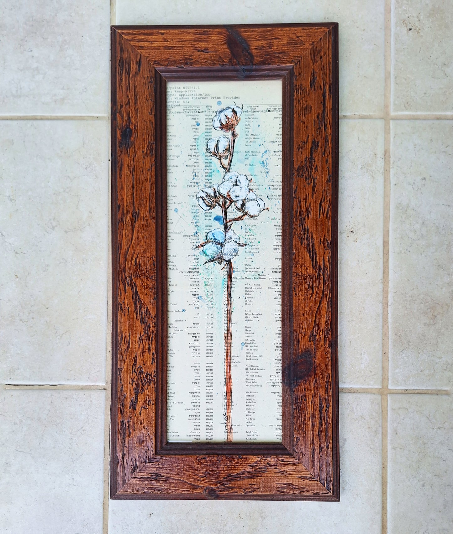 תמונה במסגרת הדפס כותנה