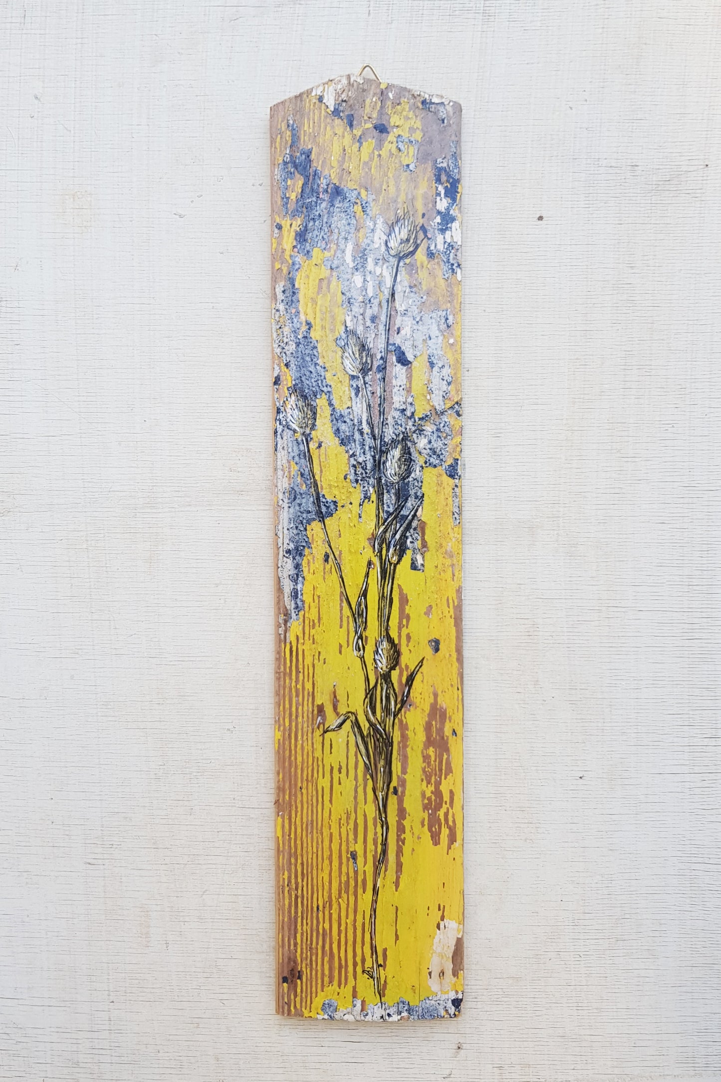 תמונה מעץ ממוחזר הדפס בוטני