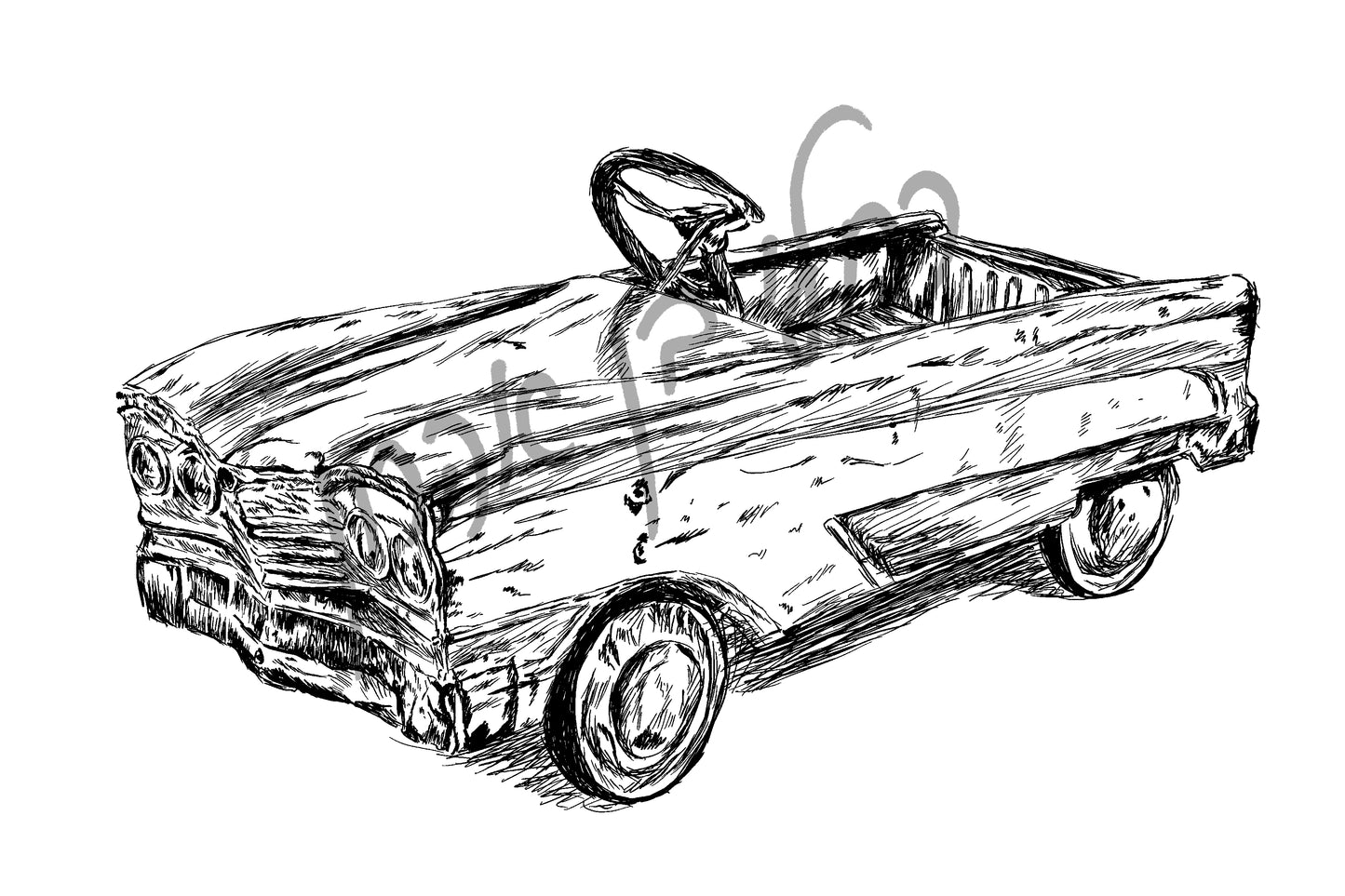 תמונה להדפסה רכב פדלים צעצוע וינטג'