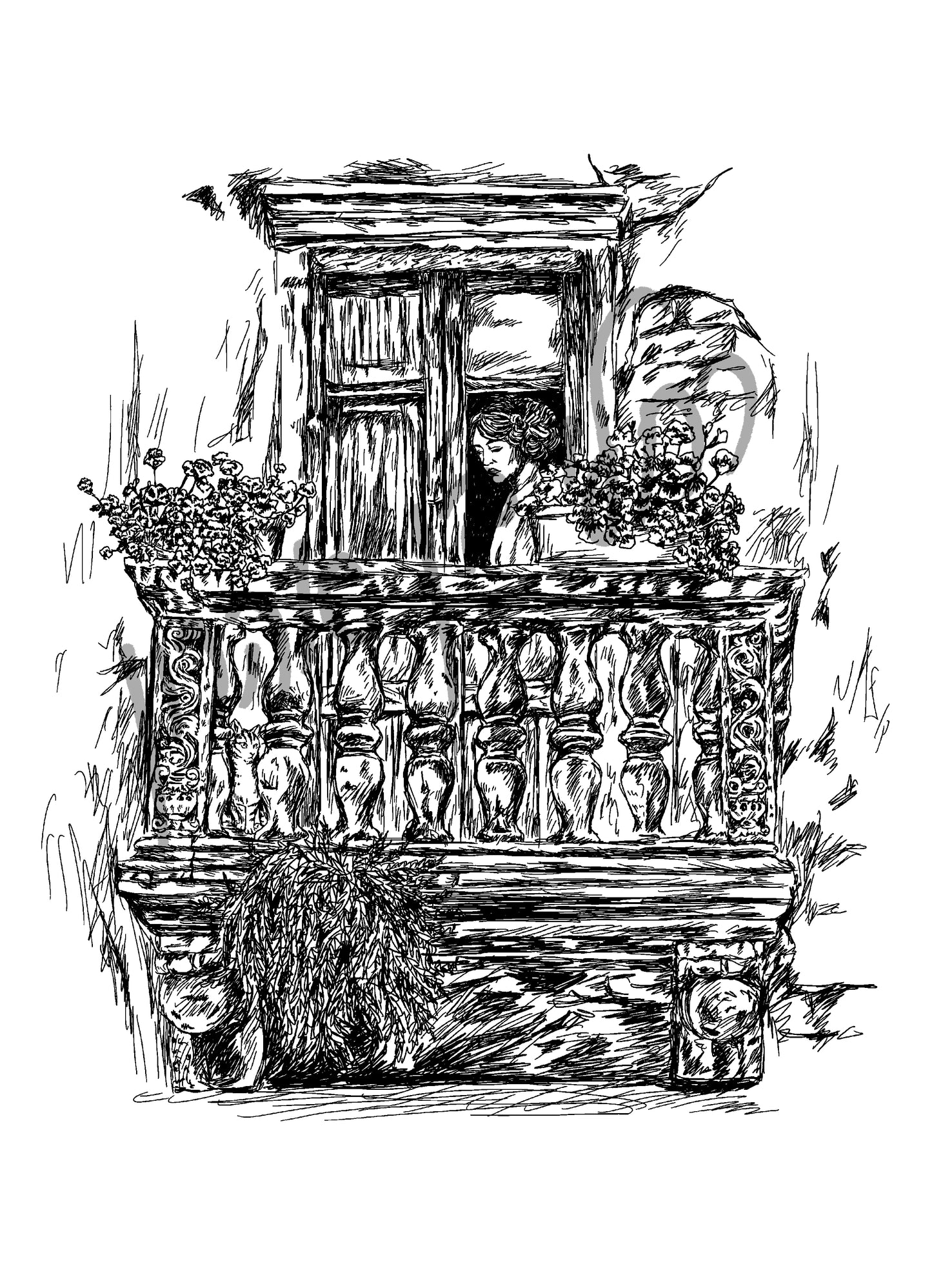 תמונה להדפסה מרפסת עתיקה