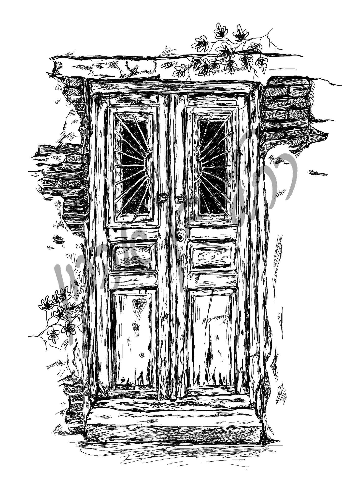 תמונה להדפסה ומיסגור דלת עתיקה