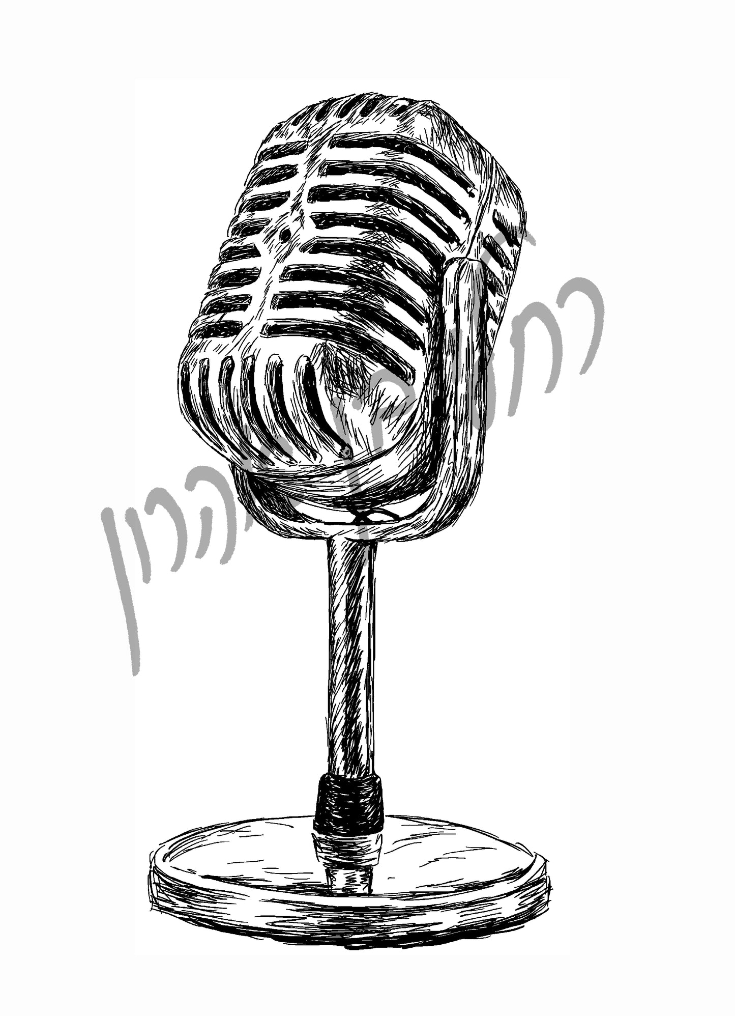 איור להדפסה מיקרופון וינטג'