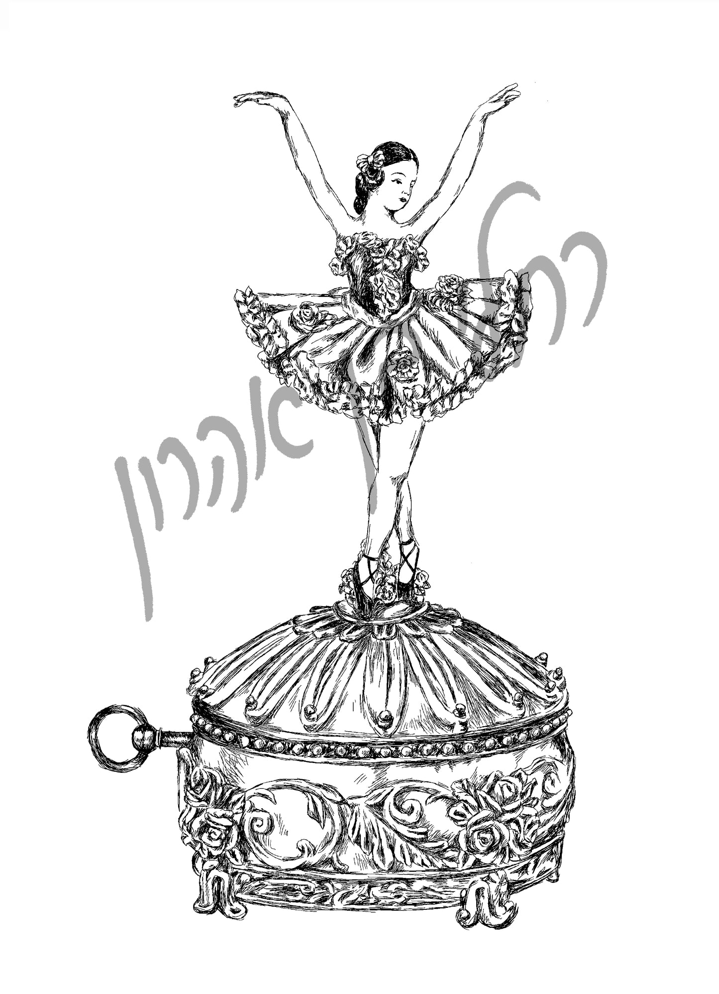 תמונה להדפסה תיבת נגינה עתיקה