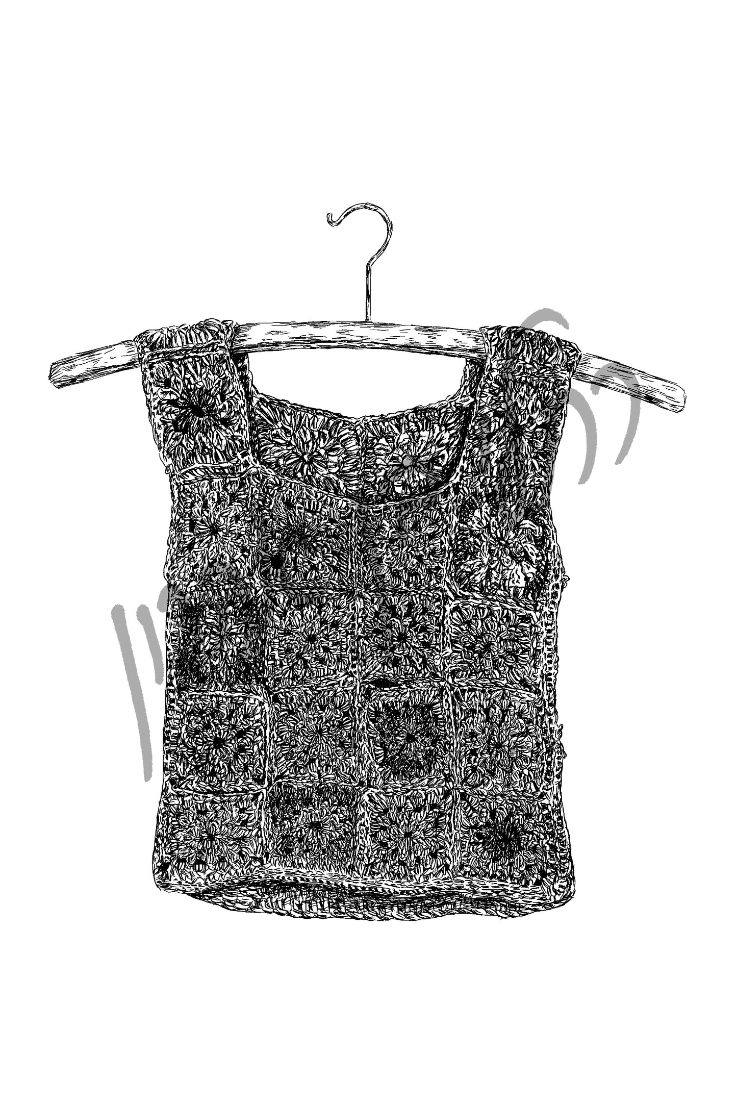 תמונה להדפסה אפודת טלאים סרוגה