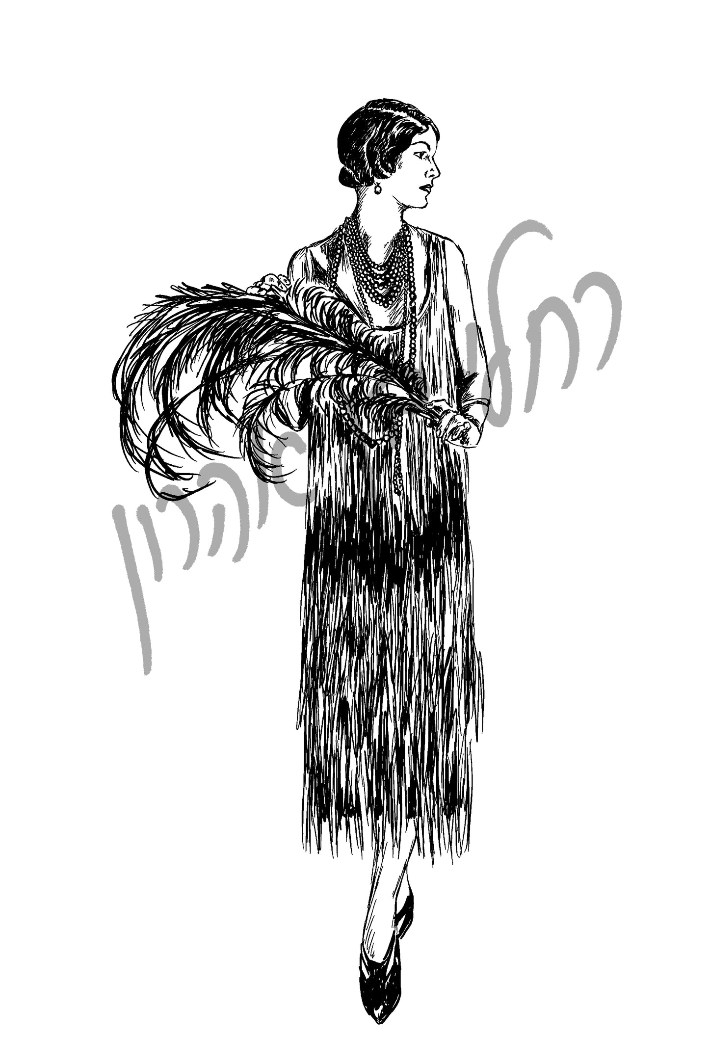 תמונה להדפסה ומיסגור אשה בסגנון שנות ה-20