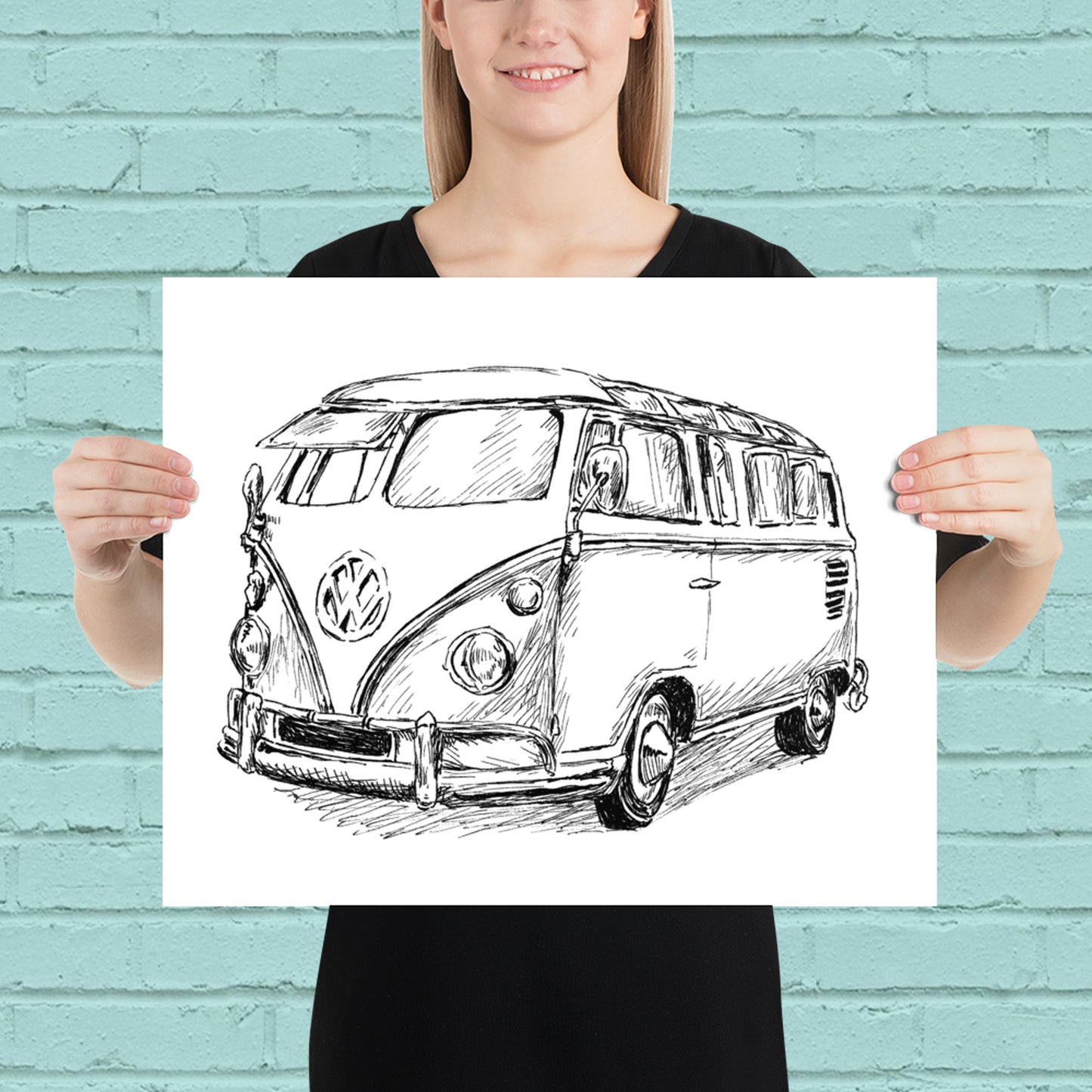 תמונה להדפסה ומיסגור מכונית עתיקה פולקסווגן - rachelsfinelines