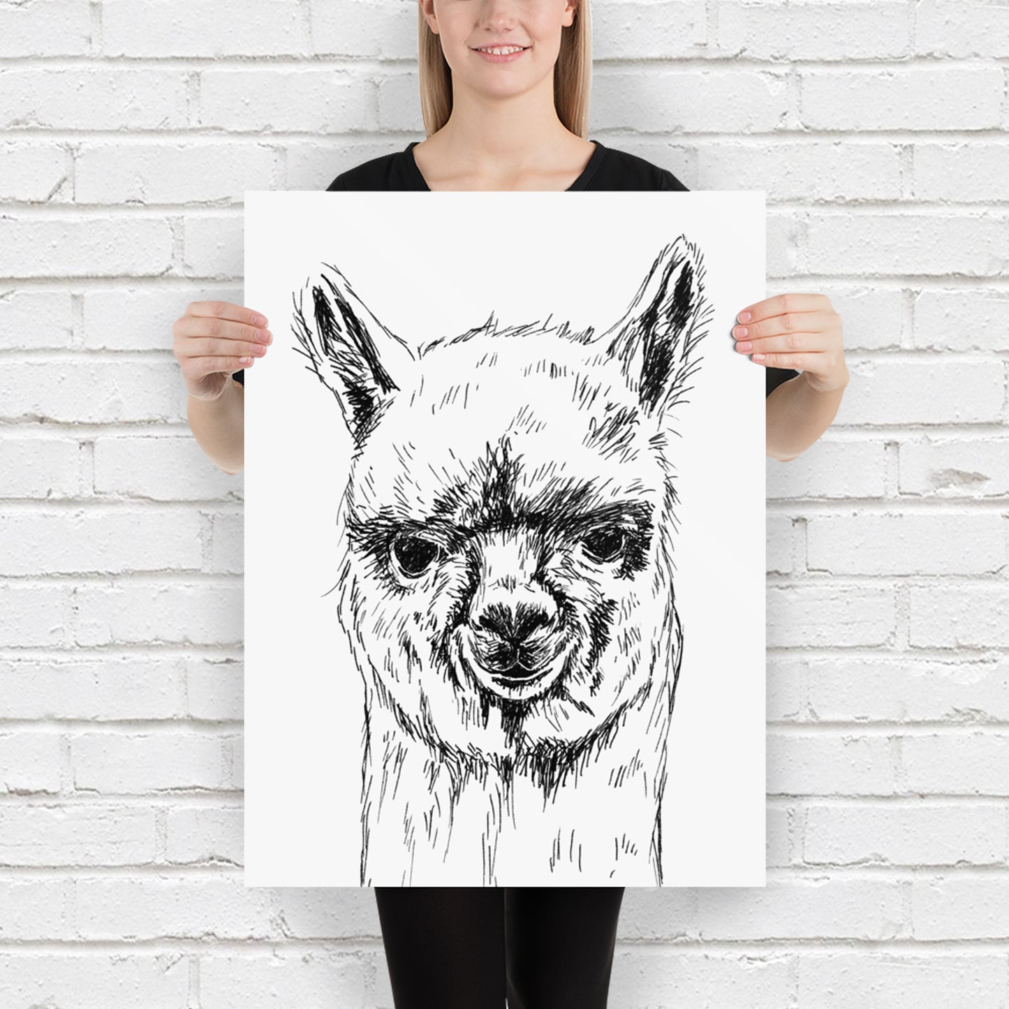 תמונה להדפסה ומיסגור ראש אלפקה - rachelsfinelines