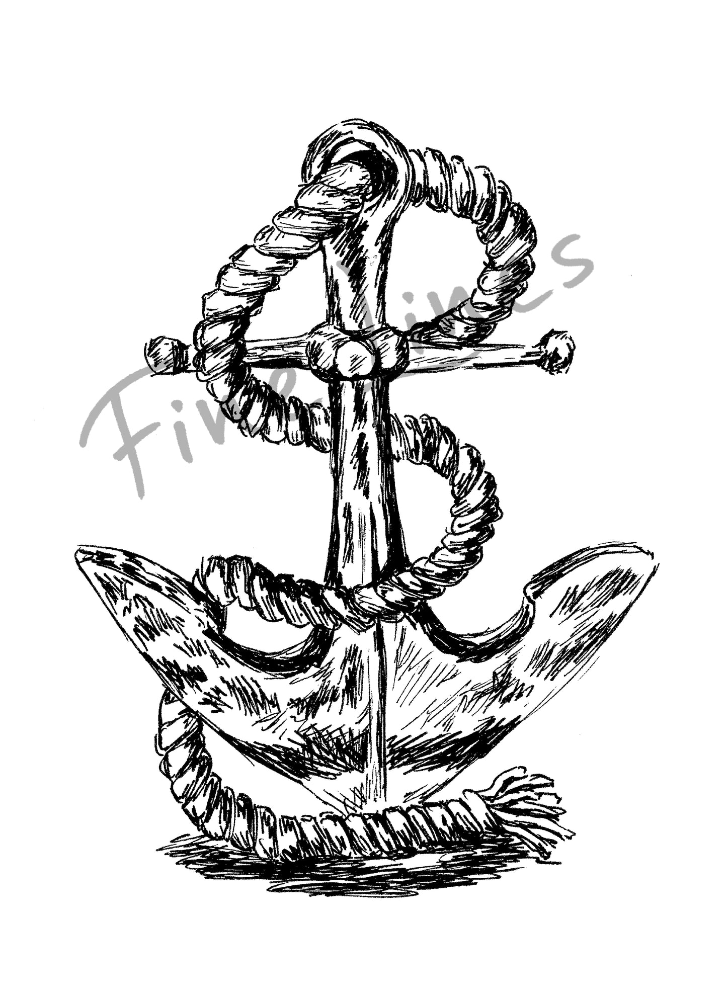 תמונה להדפסה ומיסגור עוגן עתיק שחור לבן - rachelsfinelines