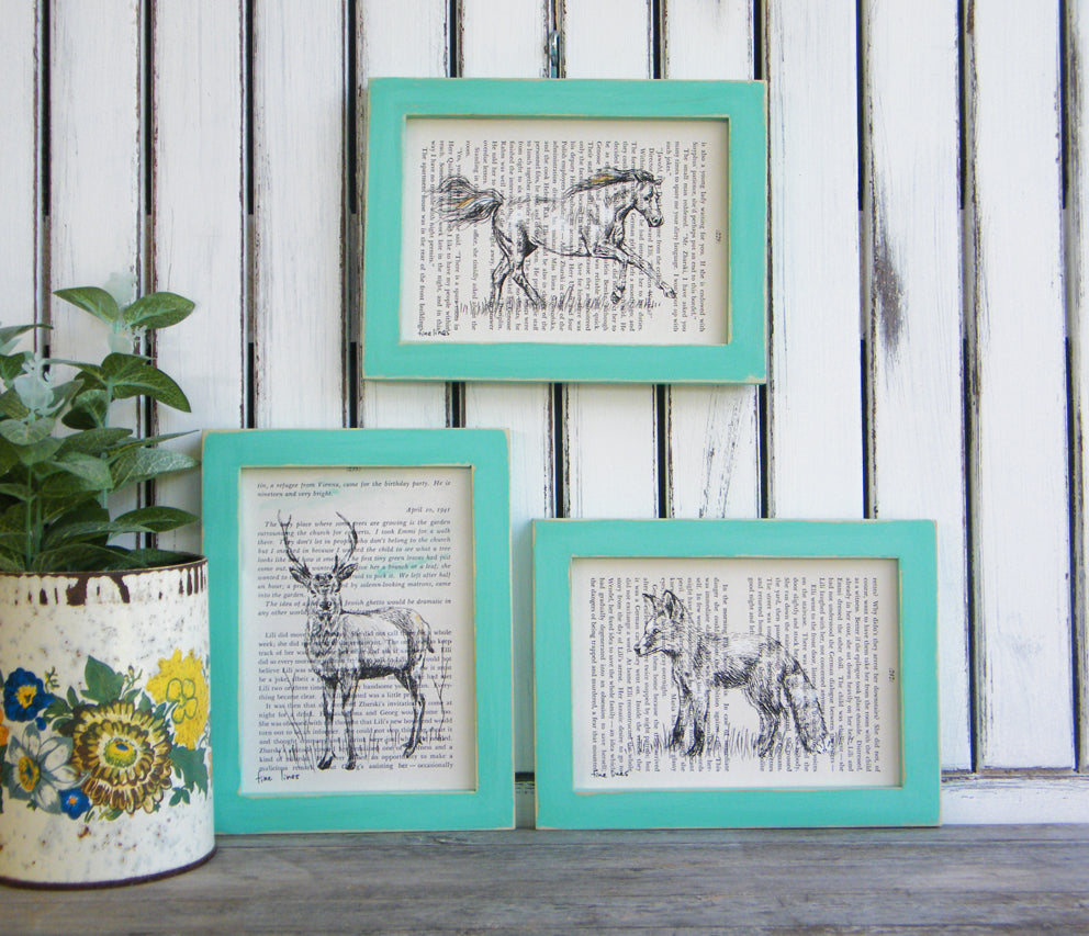 סט הדפסי חיות על דף מספר ישן - rachelsfinelines