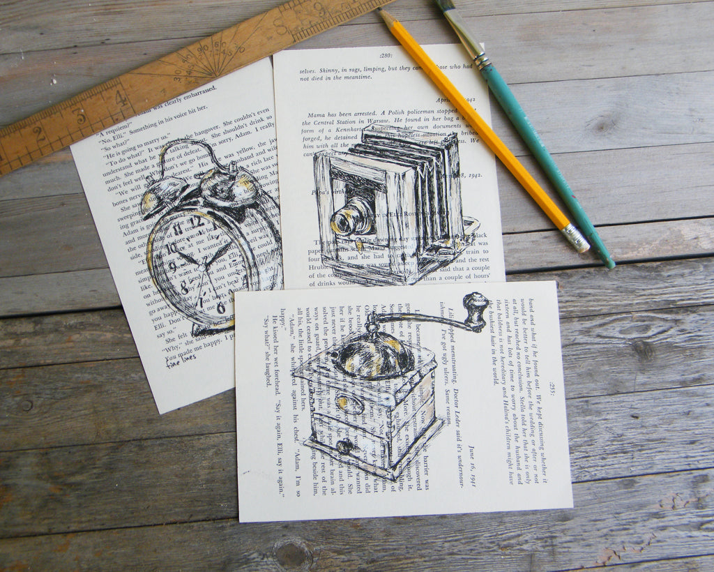 הדפס שעון מעורר עתיק על נייר מספר ישן - rachelsfinelines