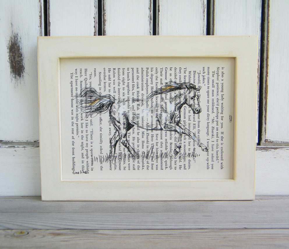 הדפס סוס על נייר מספר ישן - rachelsfinelines