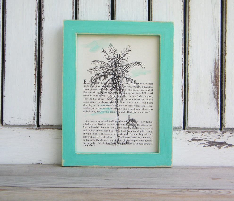 הדפס בוטני עץ דקל על נייר מספר ישן - rachelsfinelines