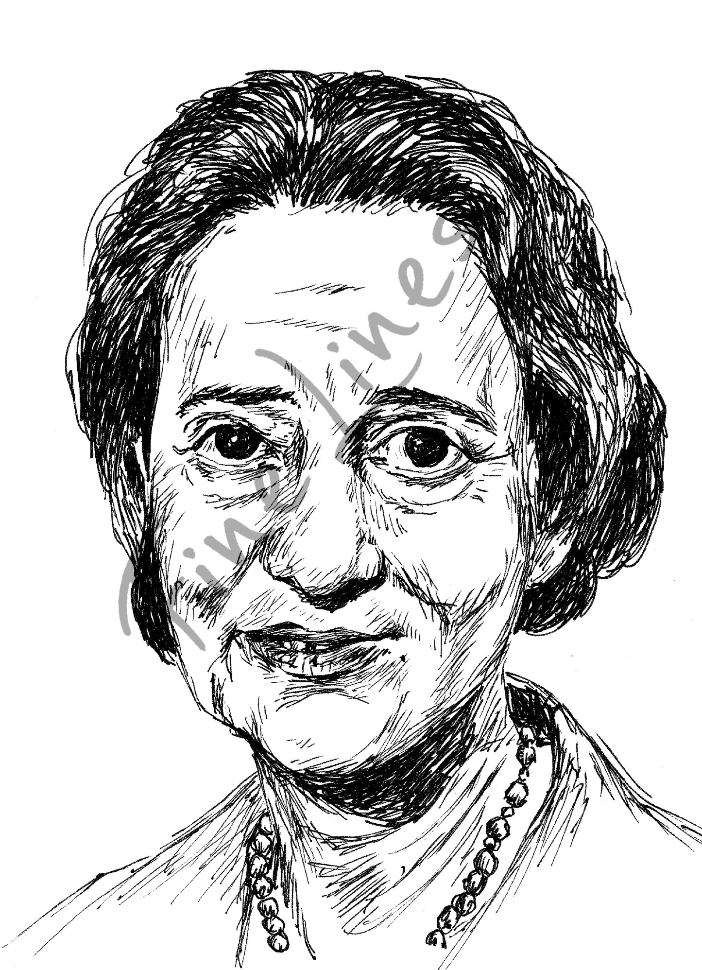 הדפס פורטרט לאה גולדברג על נייר מספר ישן - rachelsfinelines