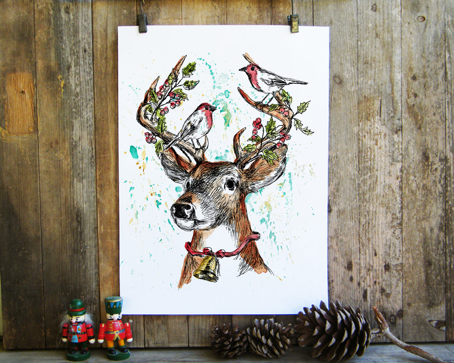 תמונה למיסגור או צביעה ראש אייל וציפורים