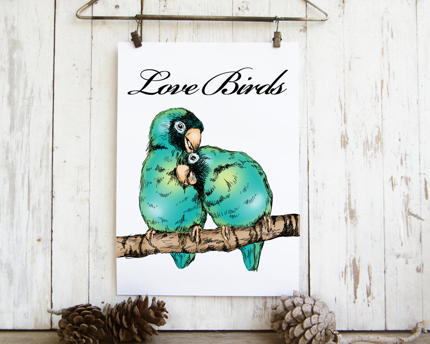 תמונה להדפסה ומיסגור ציפורי אהבה - rachelsfinelines