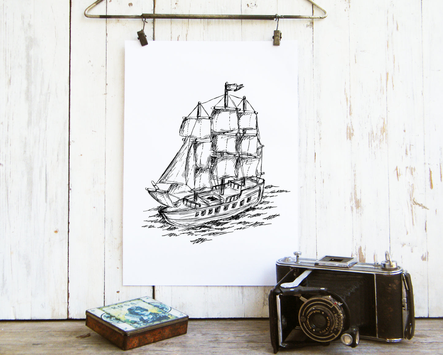 תמונה להדפסה ומיסגור אוניה בכחול - rachelsfinelines