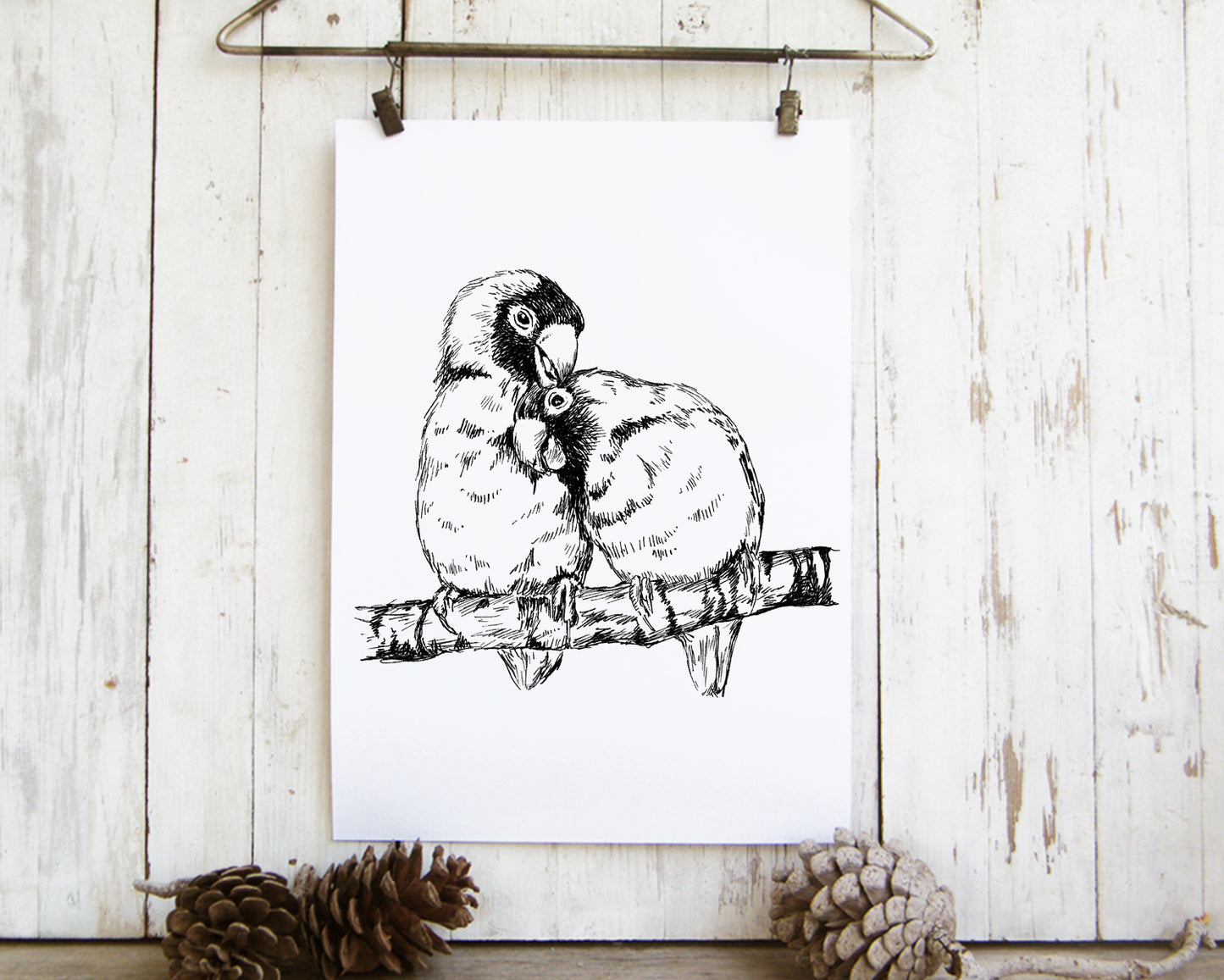 תמונת השראה להדפסה ומיסגור ציפורי אהבה - rachelsfinelines