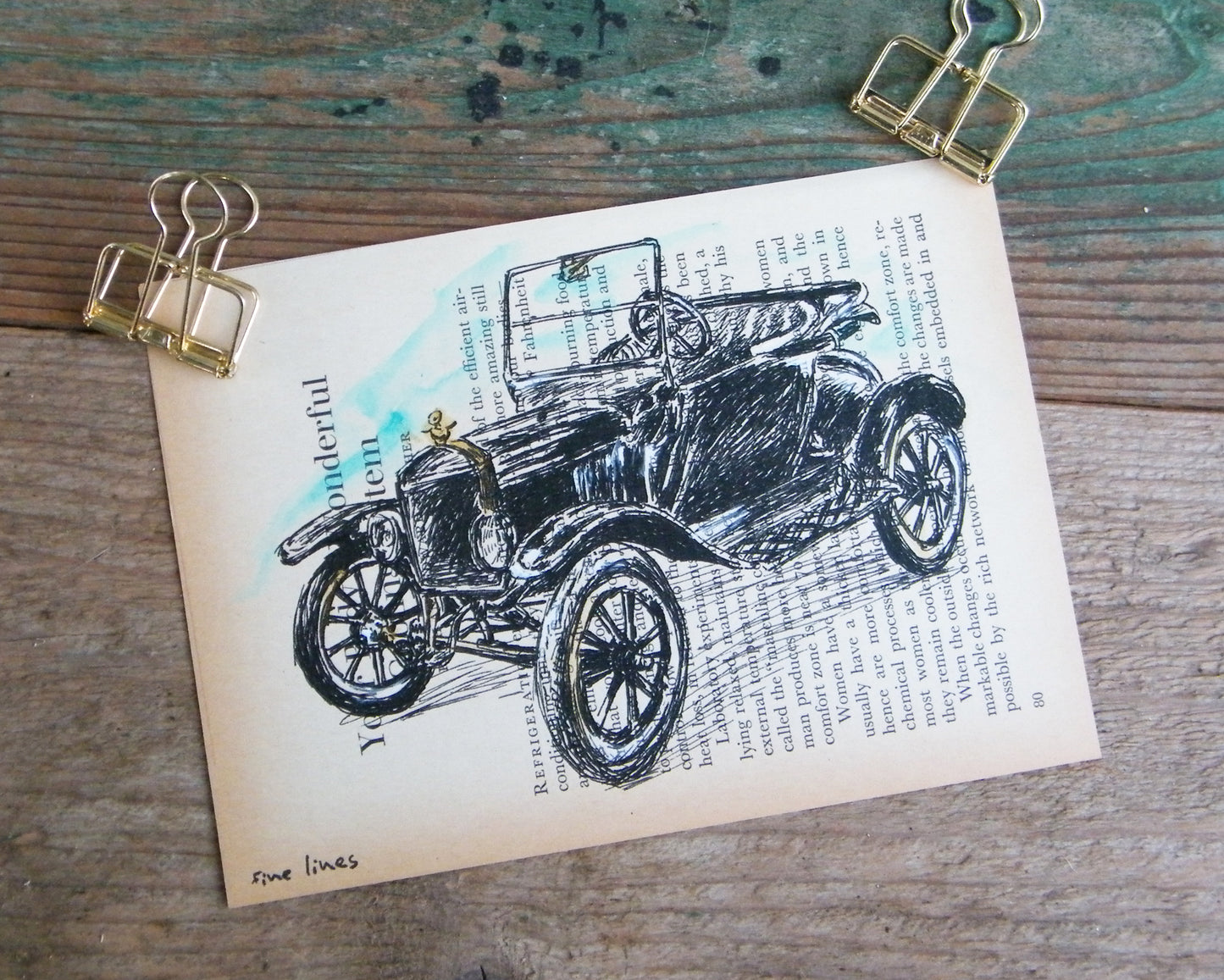 הדפס מכונית עתיקה על נייר מספר ישן - rachelsfinelines