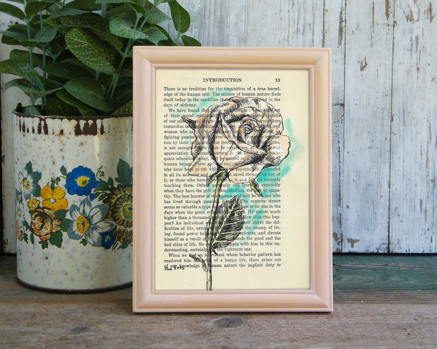 הדפס פרח ורד על נייר מספר ישן - rachelsfinelines