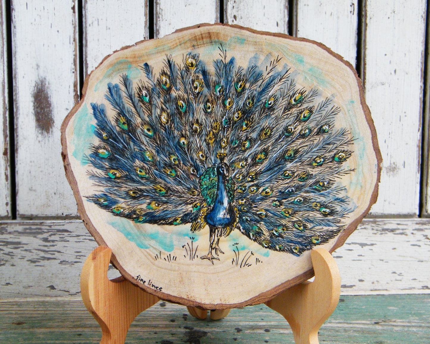 תמונה להדפסה ומיסגור טווס עם זנב פרוש