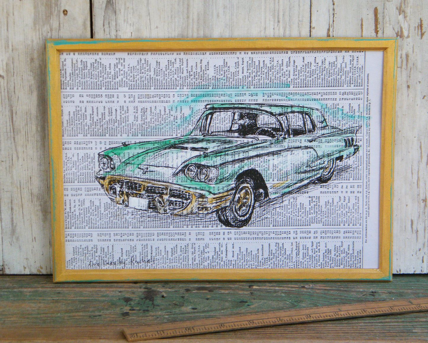 הדפס מכונית עתיקה על נייר מספר ישן - rachelsfinelines