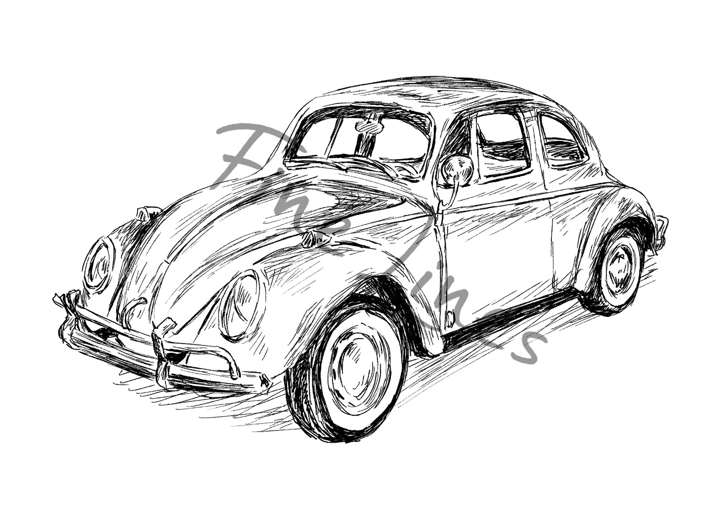 פוסטר למיסגור רכב חיפושית ענתיקה