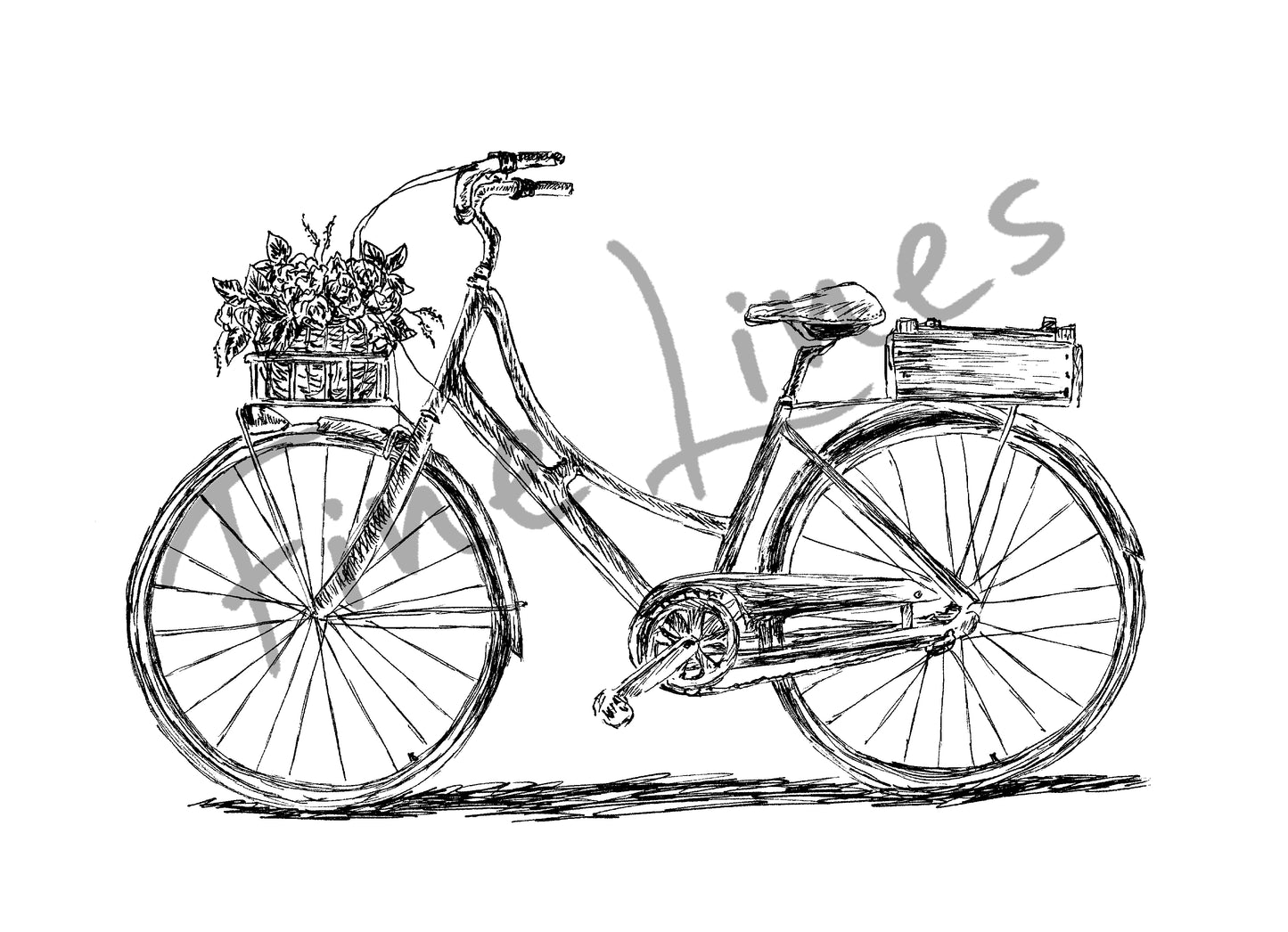 תמונה להדפסה אופניים בסגנון וינטג'