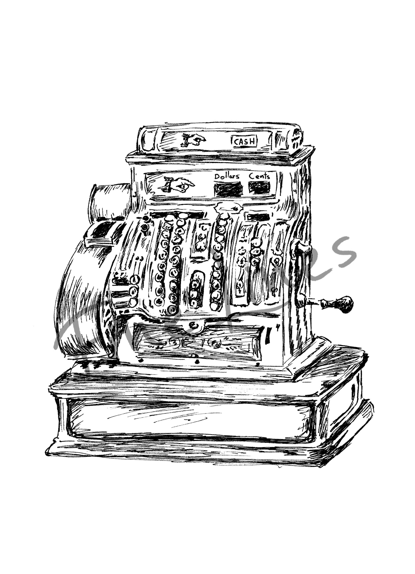 תמונה להדפסה ומיסגור קופה רושמת עתיקה - rachelsfinelines