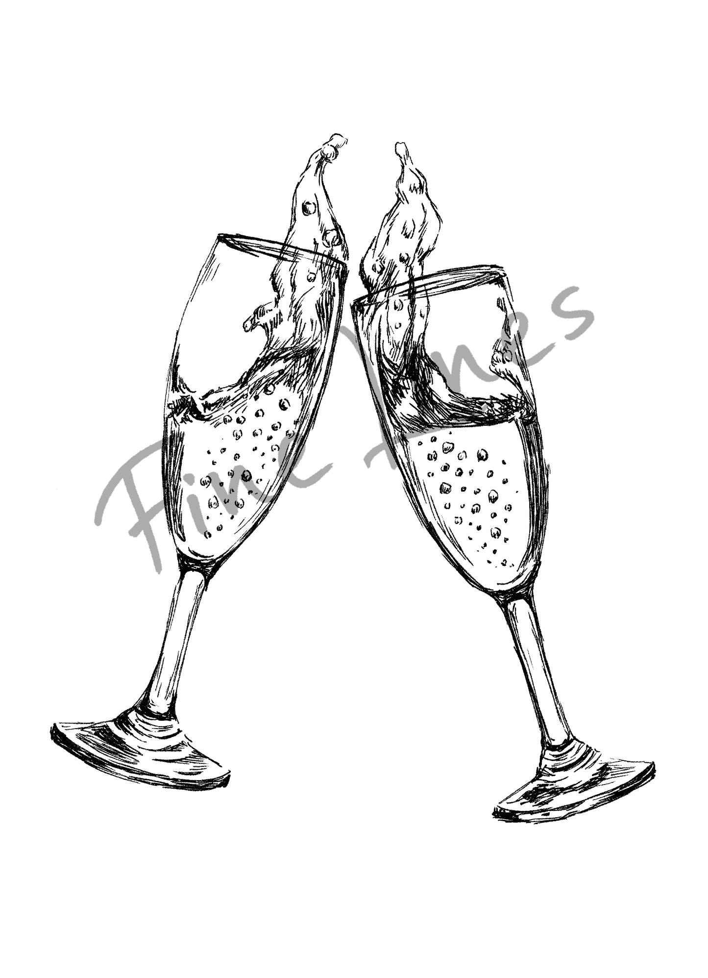 הדפס כוסות שמפניה לחיים