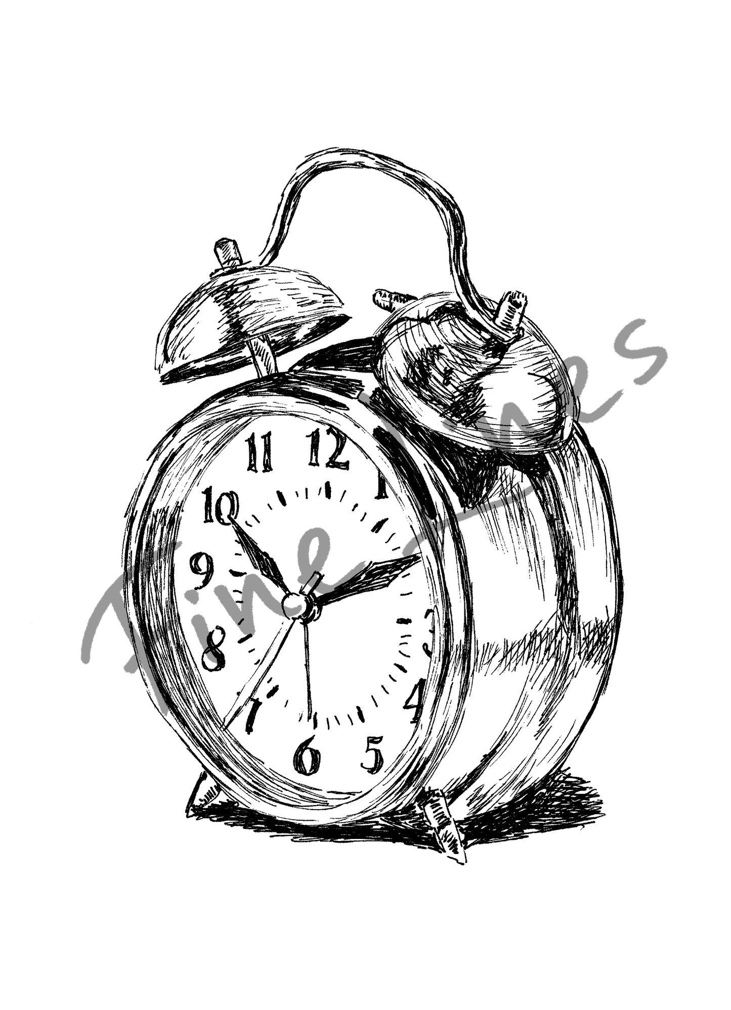 תמונה להדפסה ומיסגור שעון מעורר עתיק - rachelsfinelines