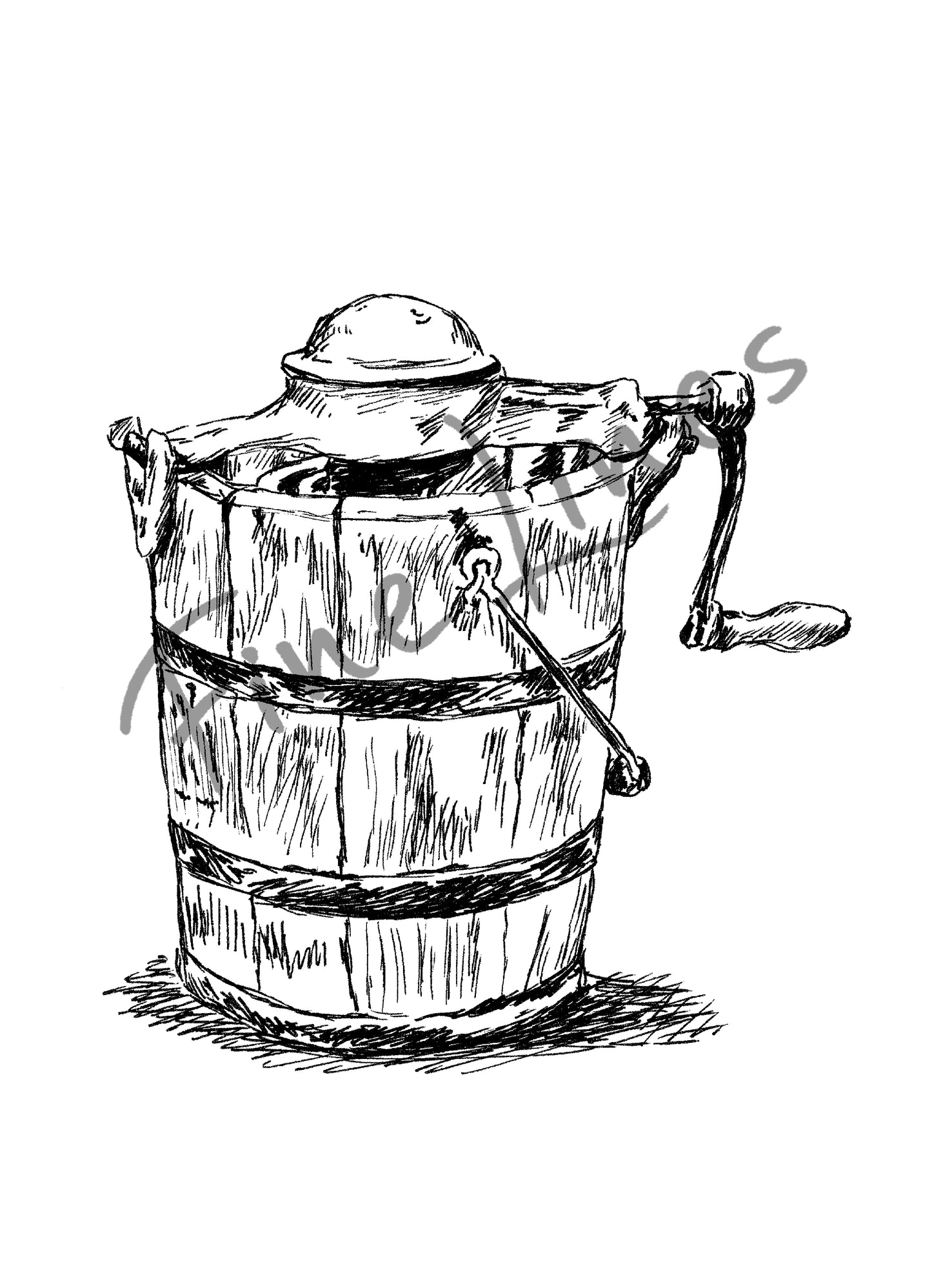 תמונה להדפסה ומיסגור למטבח מכונת גלידה עתיקה - rachelsfinelines