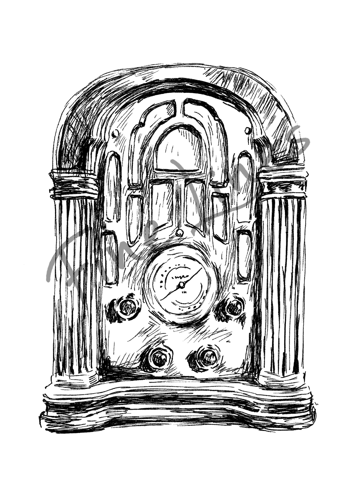 תמונה להדפסה ומיסגור רדיו עתיק - rachelsfinelines