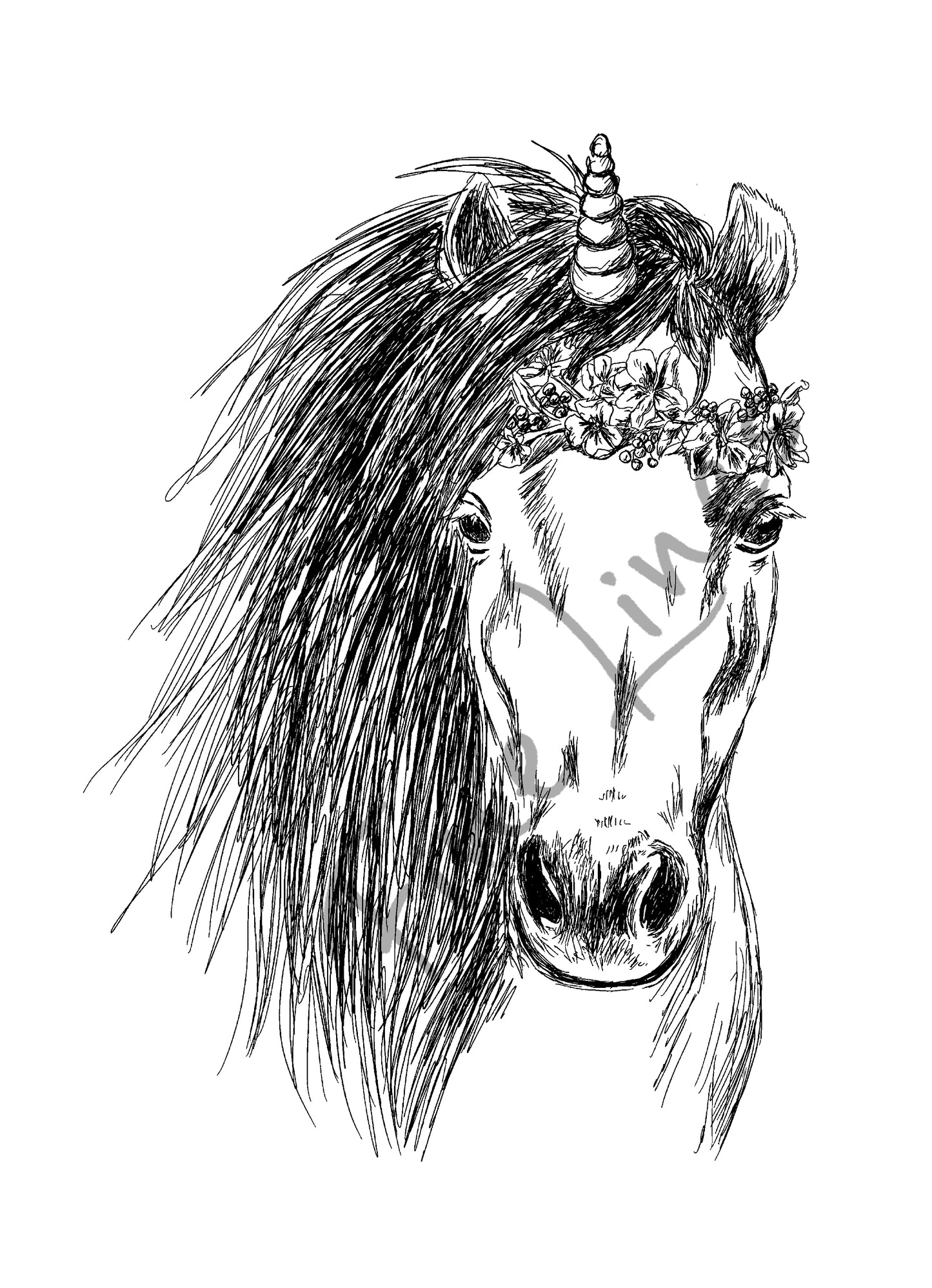 תמונה להדפסה ומיסגור ראש חד קרן