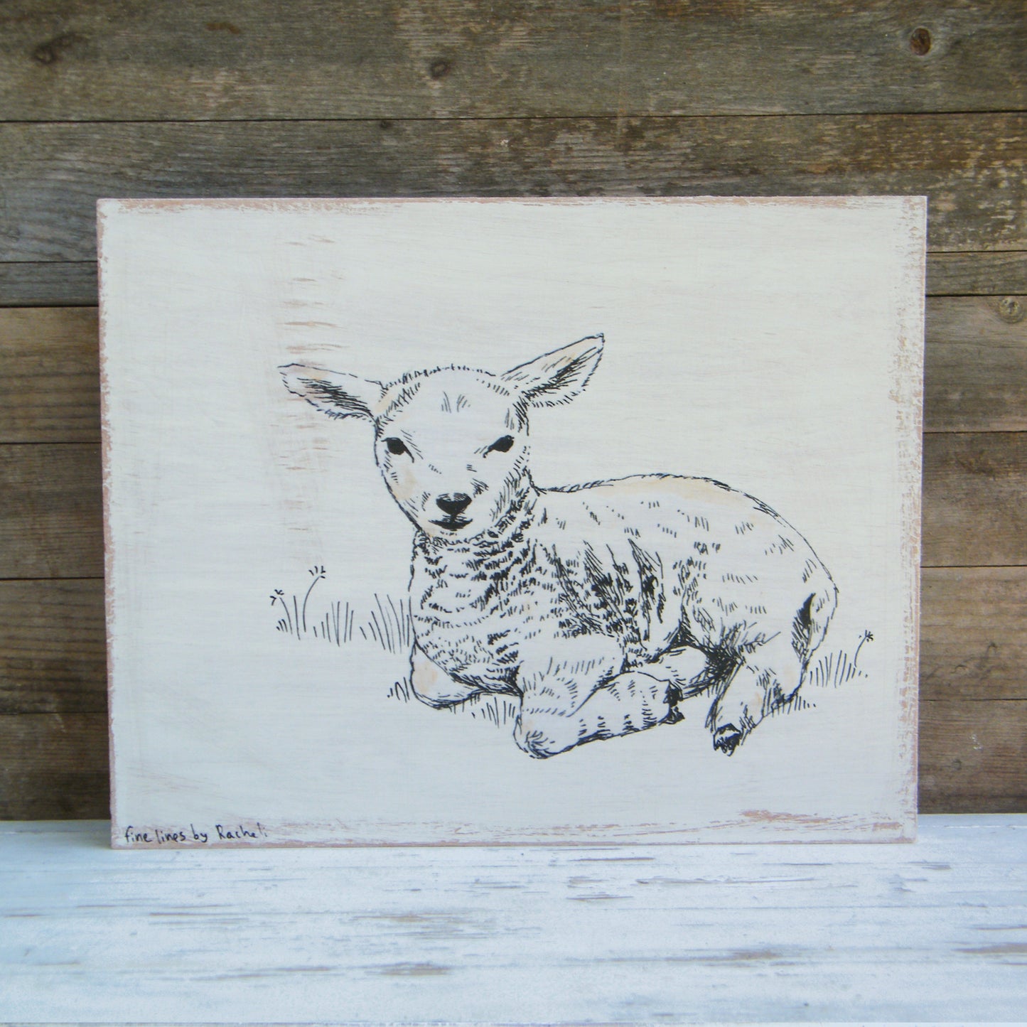 תמונה מעץ כבשה לחדר ילדים - rachelsfinelines