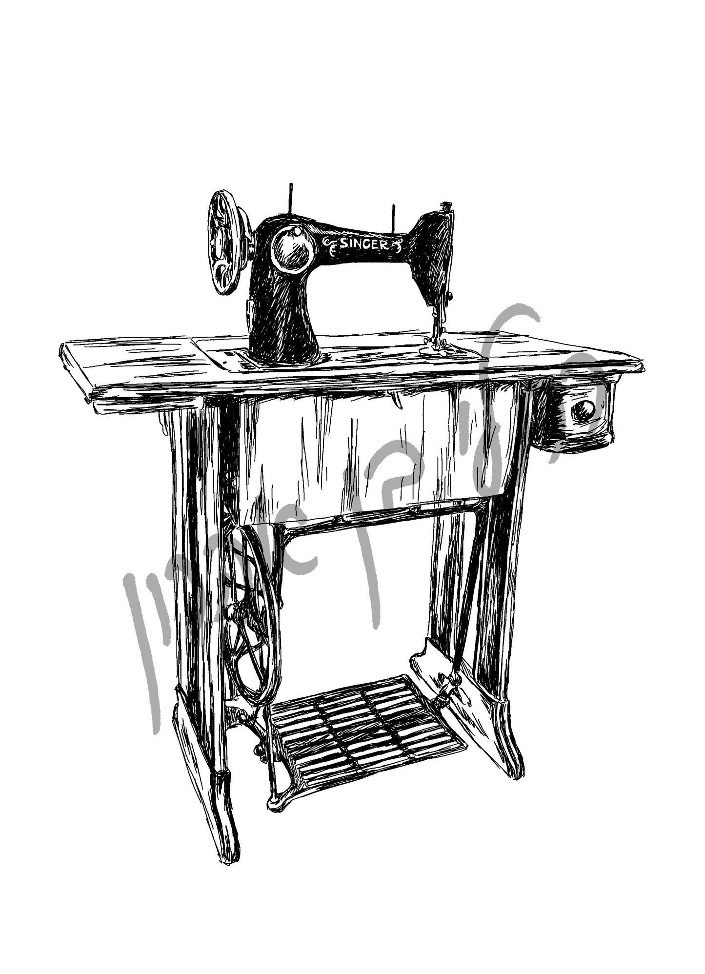 תמונה  להדפסה מכונת תפירה עתיקה
