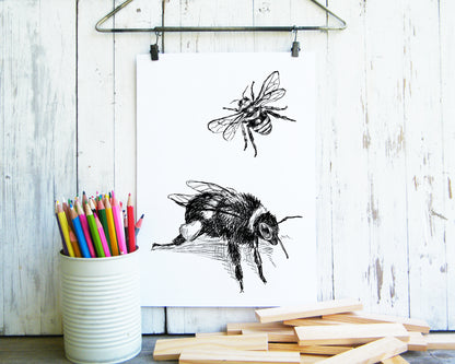 תמונה להדפסה ומיסגור דבורים - rachelsfinelines