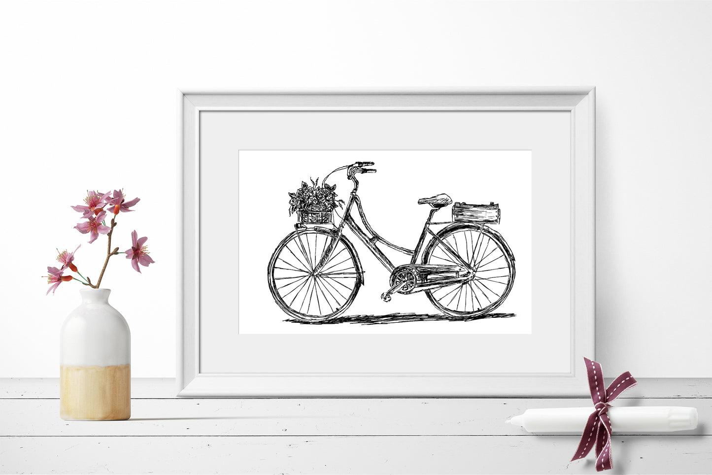 תמונה להדפסה אופניים בסגנון וינטג'