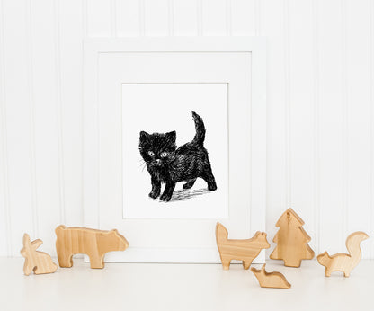 חתול שחור להדפסה ומיסגור