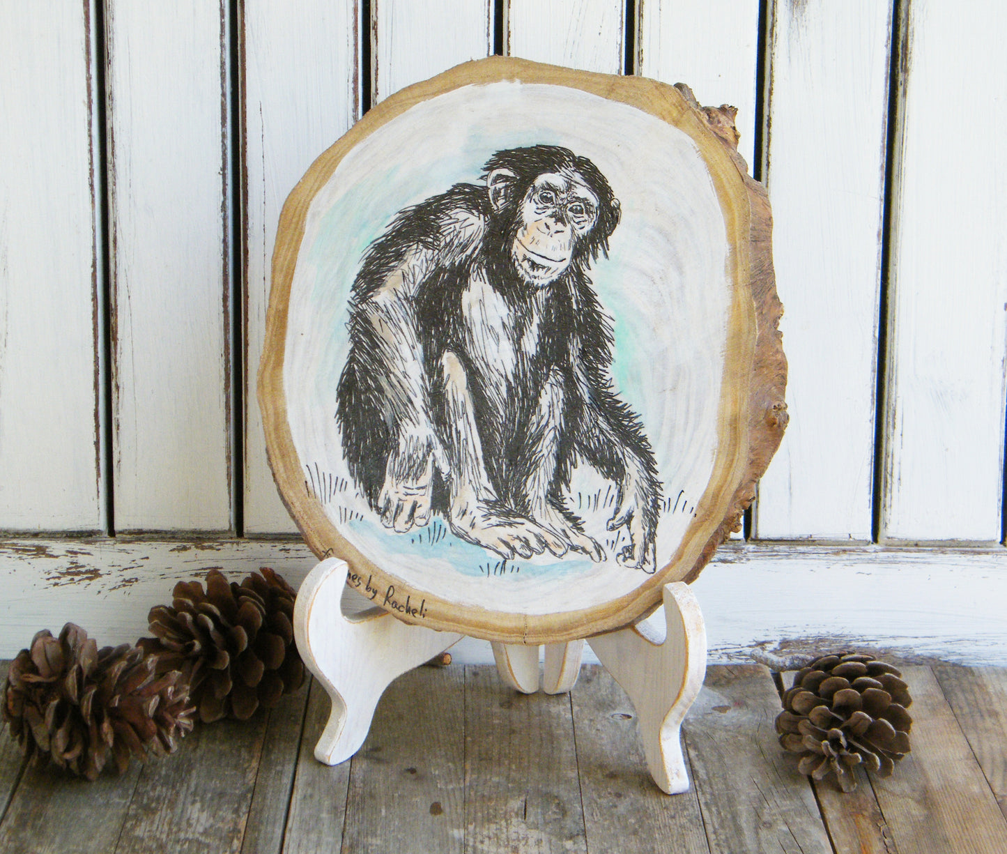 תמונת שימפנזה על עץ טבעי - rachelsfinelines