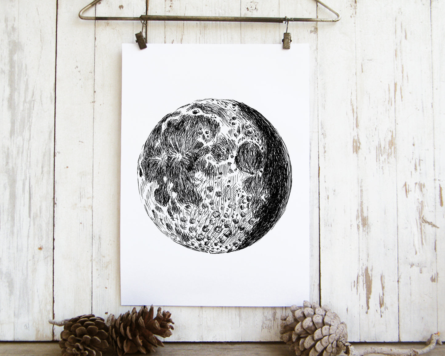 תמונה להדפסה  ויצירה איור ירח מלא - rachelsfinelines