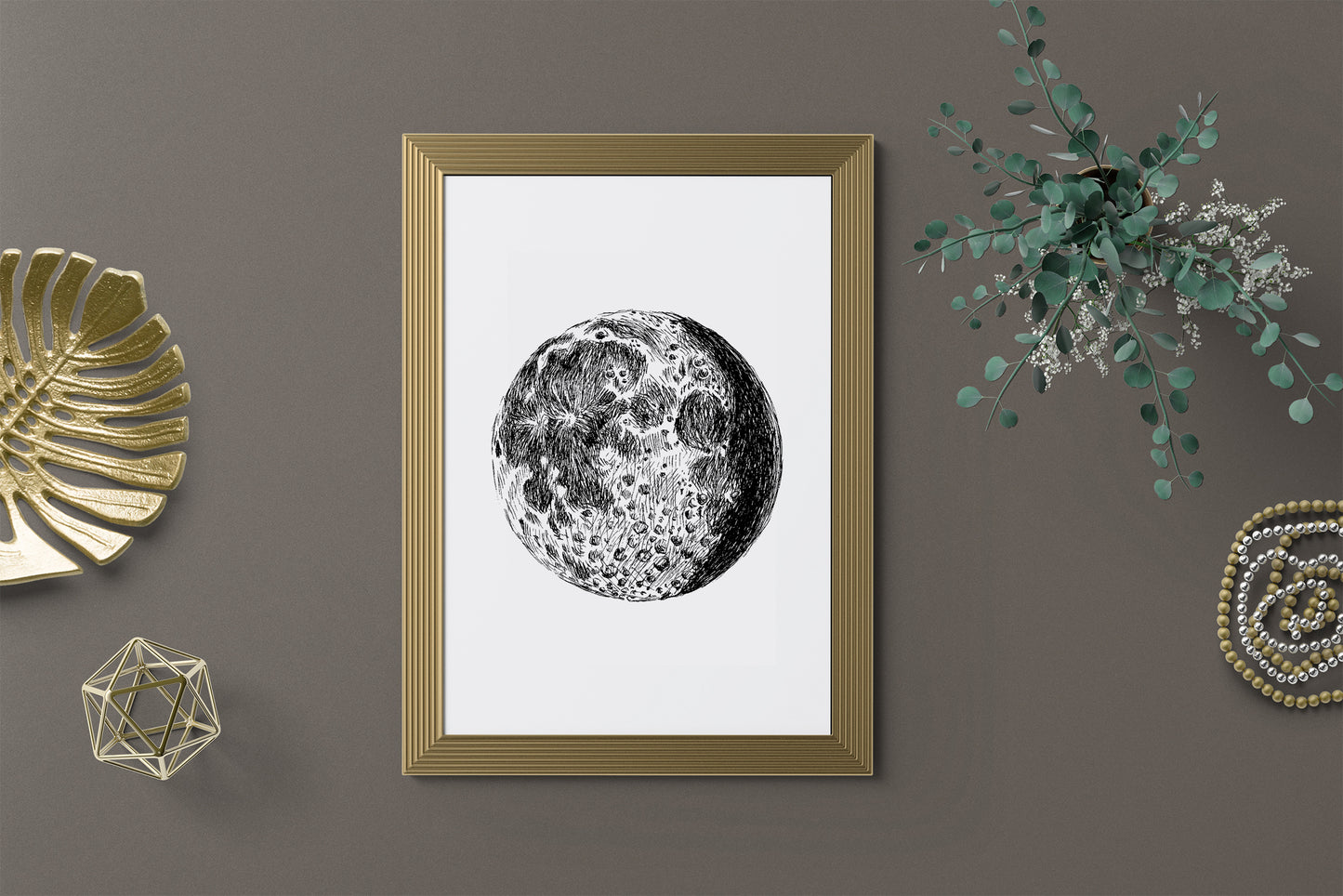 תמונה להדפסה  ויצירה איור ירח מלא