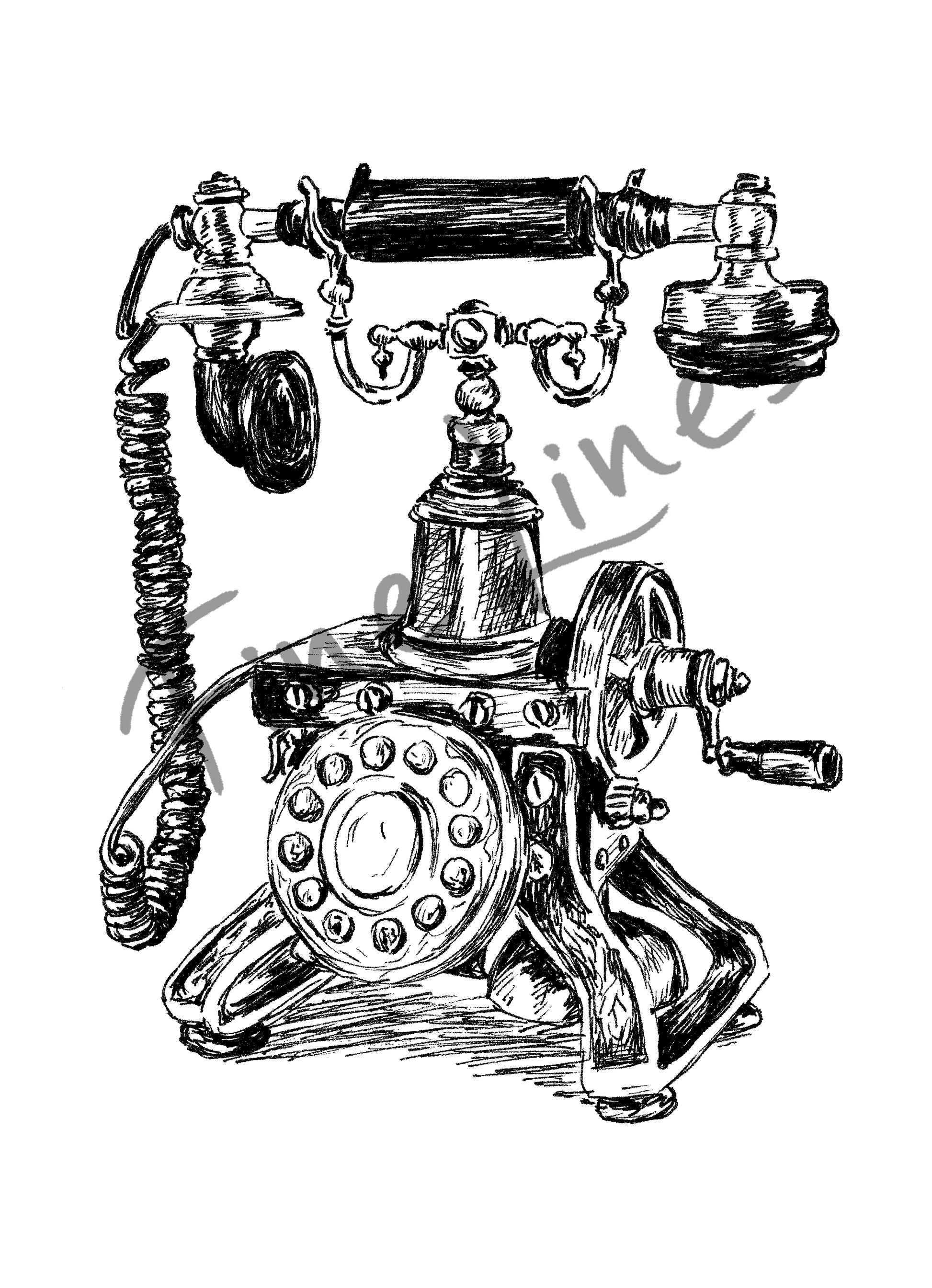 תמונה להדפסה ומיסגור טלפון עתיק - rachelsfinelines
