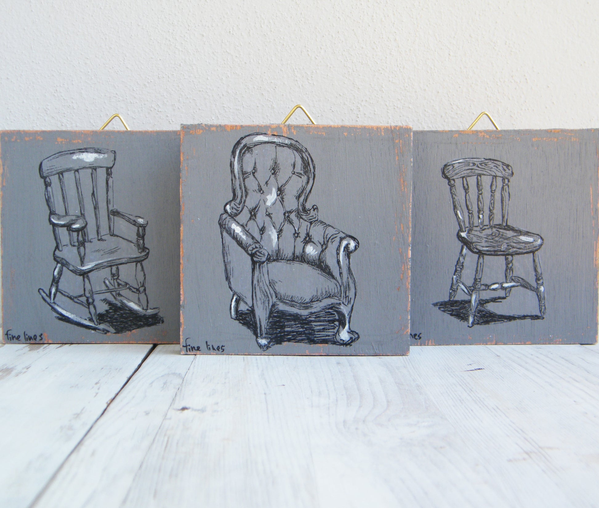 סט תמונות קטנות הדפס כסאות עתיקים - rachelsfinelines