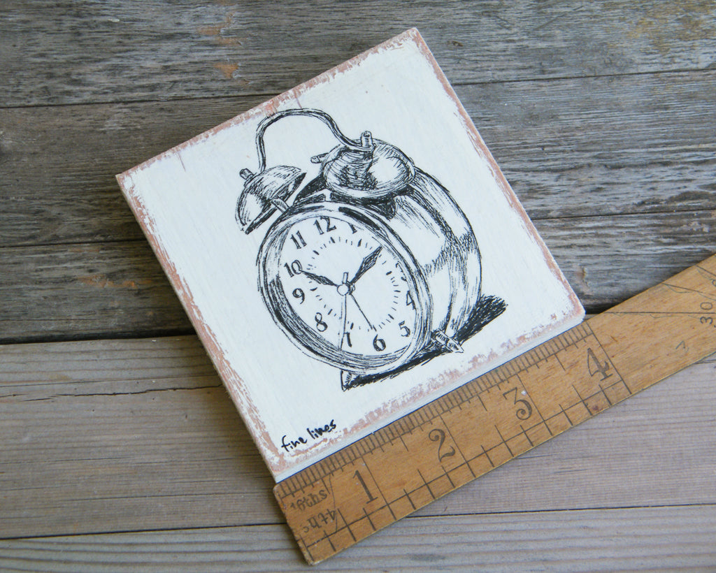 תמונה מיניאטורית הדפס שעון מעורר עתיק - rachelsfinelines